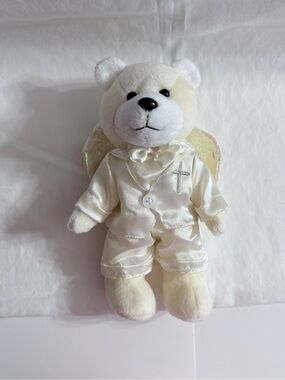 Boy Christening Angel Bear Plush Toy - Soft Stuffed Animal